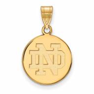 Notre Dame Fighting Irish Sterling Silver Gold Plated Medium Disc Pendant