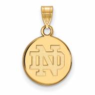 Notre Dame Fighting Irish Sterling Silver Gold Plated Small Disc Pendant