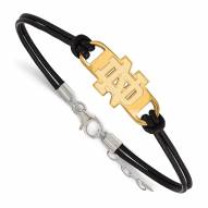 Notre Dame Fighting Irish Gold Plated Sterling Silver Leather Bracelet