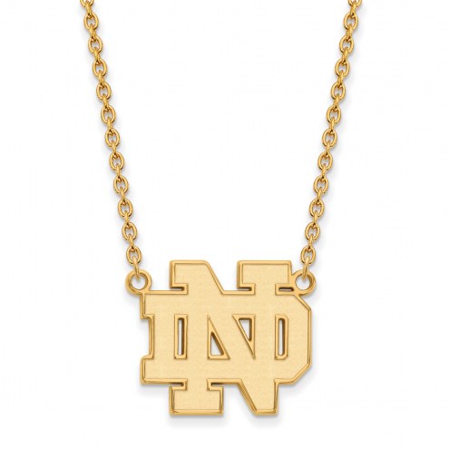 Notre Dame Fighting Irish College Sterling Silver Gold Plated Large Pendant with Necklace