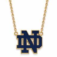 Notre Dame Fighting Irish NCAA Sterling Silver Gold Plated Large Pendant with Necklace