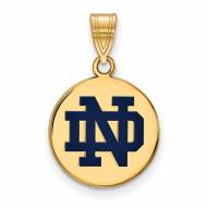 Notre Dame Fighting Irish Sterling Silver Gold Plated Medium Enameled Disc Pendant