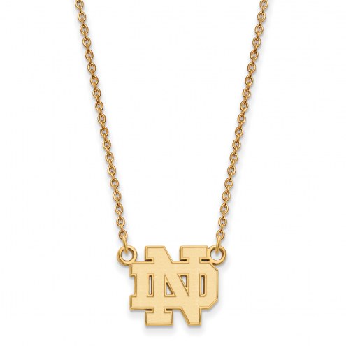 Notre Dame Fighting Irish NCAA Sterling Silver Gold Plated Small Pendant with Necklace