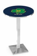 Notre Dame Shamrock Chrome Bar Table with Square Base