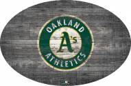 Oakland Athletics 46" Distressed Wood Oval Sign