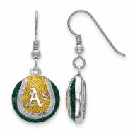 Oakland Athletics Sterling Silver Baseball Earrings