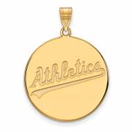 Oakland Athletics Sterling Silver Gold Plated Extra Large Disc Pendant