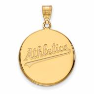 Oakland Athletics Sterling Silver Gold Plated Large Disc Pendant