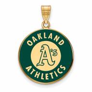 Oakland Athletics Sterling Silver Gold Plated Large Enameled Pendant