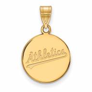 Oakland Athletics Sterling Silver Gold Plated Medium Disc Pendant