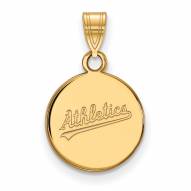 Oakland Athletics Sterling Silver Gold Plated Small Disc Pendant