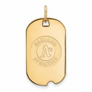 Oakland Athletics Sterling Silver Gold Plated Small Dog Tag