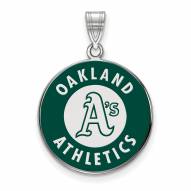 Oakland Athletics Sterling Silver Large Enameled Pendant