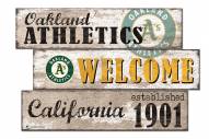 Oakland Athletics Welcome 3 Plank Sign
