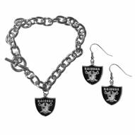 Las Vegas Raiders Chain Bracelet & Dangle Earring Set