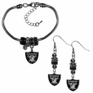 Las Vegas Raiders Euro Bead Earrings & Bracelet Set