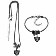 Las Vegas Raiders Euro Bead Necklace & Bracelet Set
