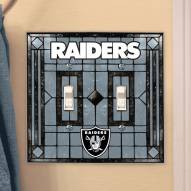 Las Vegas Raiders Glass Double Switch Plate Cover