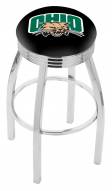 Ohio Bobcats Chrome Swivel Barstool with Ribbed Accent Ring