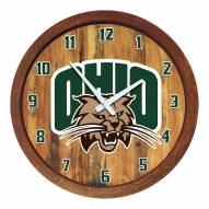 Ohio Bobcats "Faux" Barrel Top Wall Clock