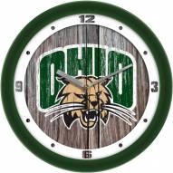 Ohio Bobcats Weathered Wood Wall Clock