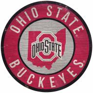 Ohio State Buckeyes 12" Circle with State Sign
