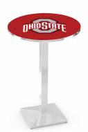 Ohio State Buckeyes Chrome Bar Table with Square Base