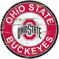 Ohio State Buckeyes Distressed Round Sign