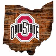 Ohio State Buckeyes Distressed State with Logo Sign