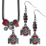 Ohio State Buckeyes Euro Bead Earrings & Necklace Set