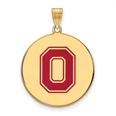 Ohio State Buckeyes Sterling Silver Gold Plated Extra Large Enameled Disc Pendant