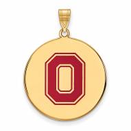 Ohio State Buckeyes Sterling Silver Gold Plated Extra Large Enameled Disc Pendant