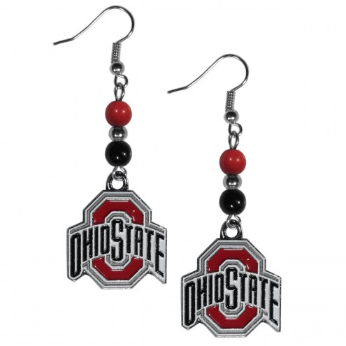 Ohio State Buckeyes Fan Bead Dangle Earrings