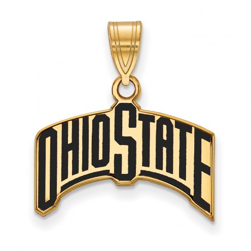 Ohio State Buckeyes Sterling Silver Gold Plated Large Enameled Pendant
