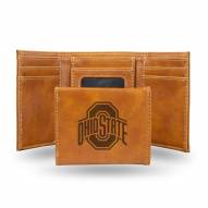 Ohio State Buckeyes Laser Engraved Brown Trifold Wallet