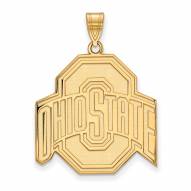 Ohio State Buckeyes NCAA Sterling Silver Gold Plated Extra Large Pendant