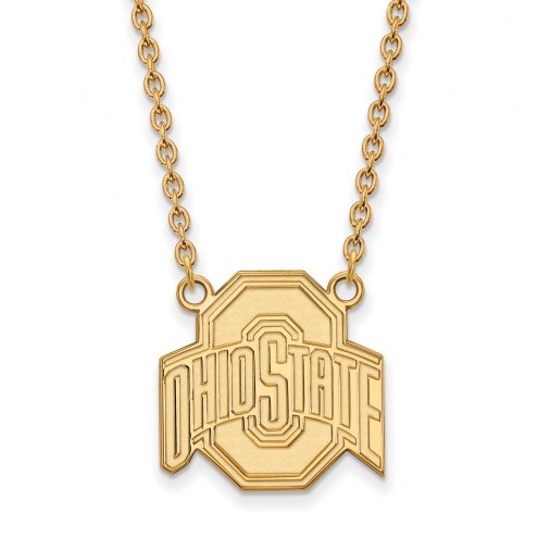 Ohio State Buckeyes NCAA Sterling Silver Gold Plated Large Pendant Necklace