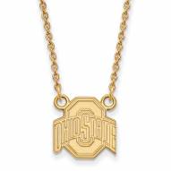Ohio State Buckeyes NCAA Sterling Silver Gold Plated Small Pendant Necklace