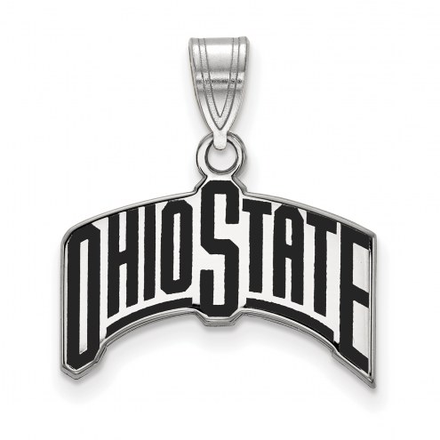 Ohio State Buckeyes Sterling Silver Large Enameled Pendant