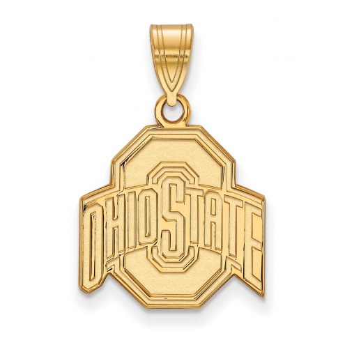 Ohio State Buckeyes NCAA Sterling Silver Gold Plated Medium Pendant
