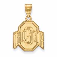 Ohio State Buckeyes NCAA Sterling Silver Gold Plated Medium Pendant