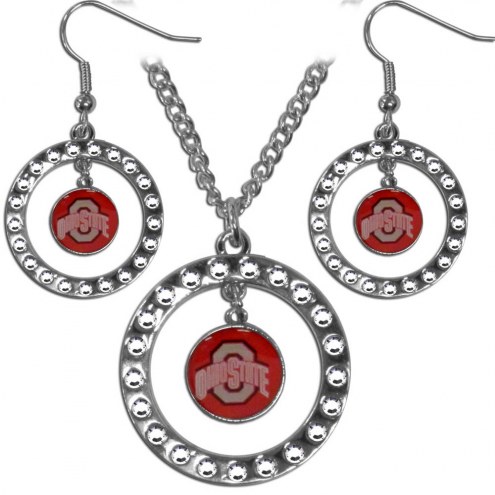 Ohio State Buckeyes Rhinestone Hoop Jewelry Set