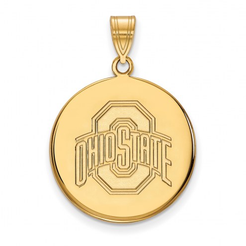 Ohio State Buckeyes Sterling Silver Gold Plated Large Disc Pendant