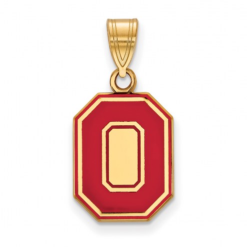 Ohio State Buckeyes Sterling Silver Gold Plated Medium Enameled Pendant