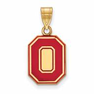 Ohio State Buckeyes Sterling Silver Gold Plated Medium Enameled Pendant