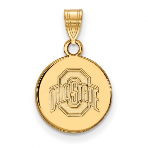 Ohio State Buckeyes Sterling Silver Gold Plated Small Disc Pendant