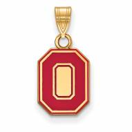 Ohio State Buckeyes Sterling Silver Gold Plated Small Enameled Pendant