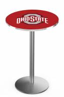 Ohio State Buckeyes Stainless Steel Bar Table with Round Base