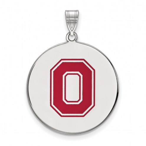 Ohio State Buckeyes Sterling Silver Extra Large Enameled Disc Pendant