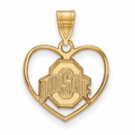 Ohio State Buckeyes Sterling Silver Gold Plated Heart Pendant